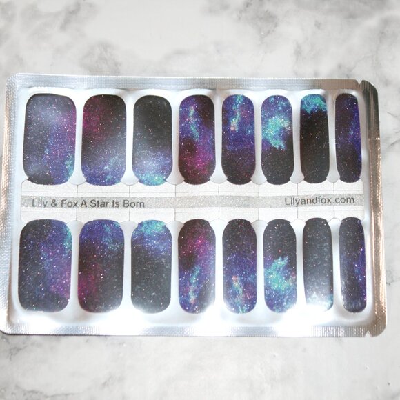 3 For 15 - LILY & FOX - A STAR IS BORN Nail Stickers Wraps Strips Marble Purple - Picture 2 of 10